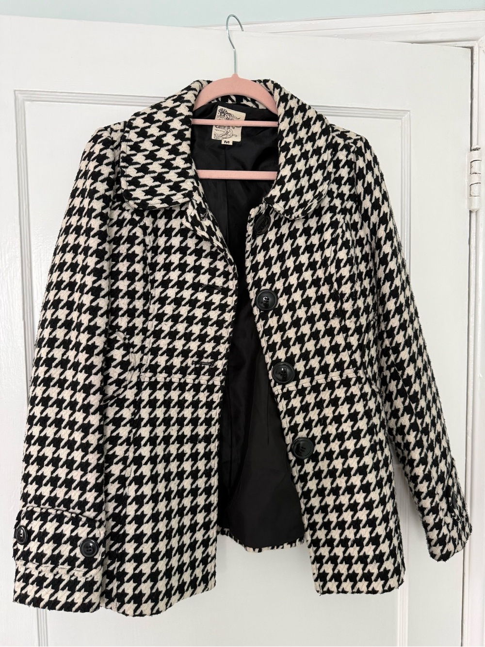 Tulle Black and White Houndstooth Peacoat